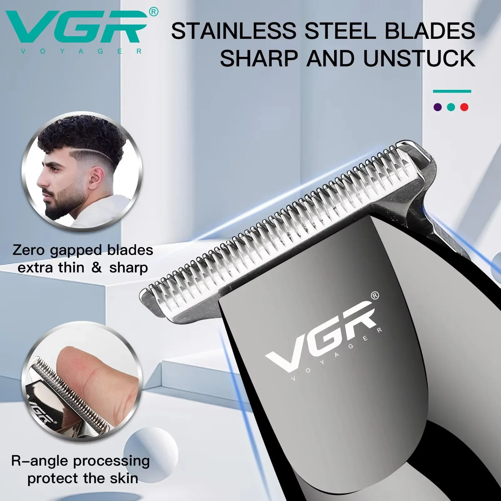 Tondeuse à cheveux professionnelle pour hommes, rechargeable, coupe de précision 3