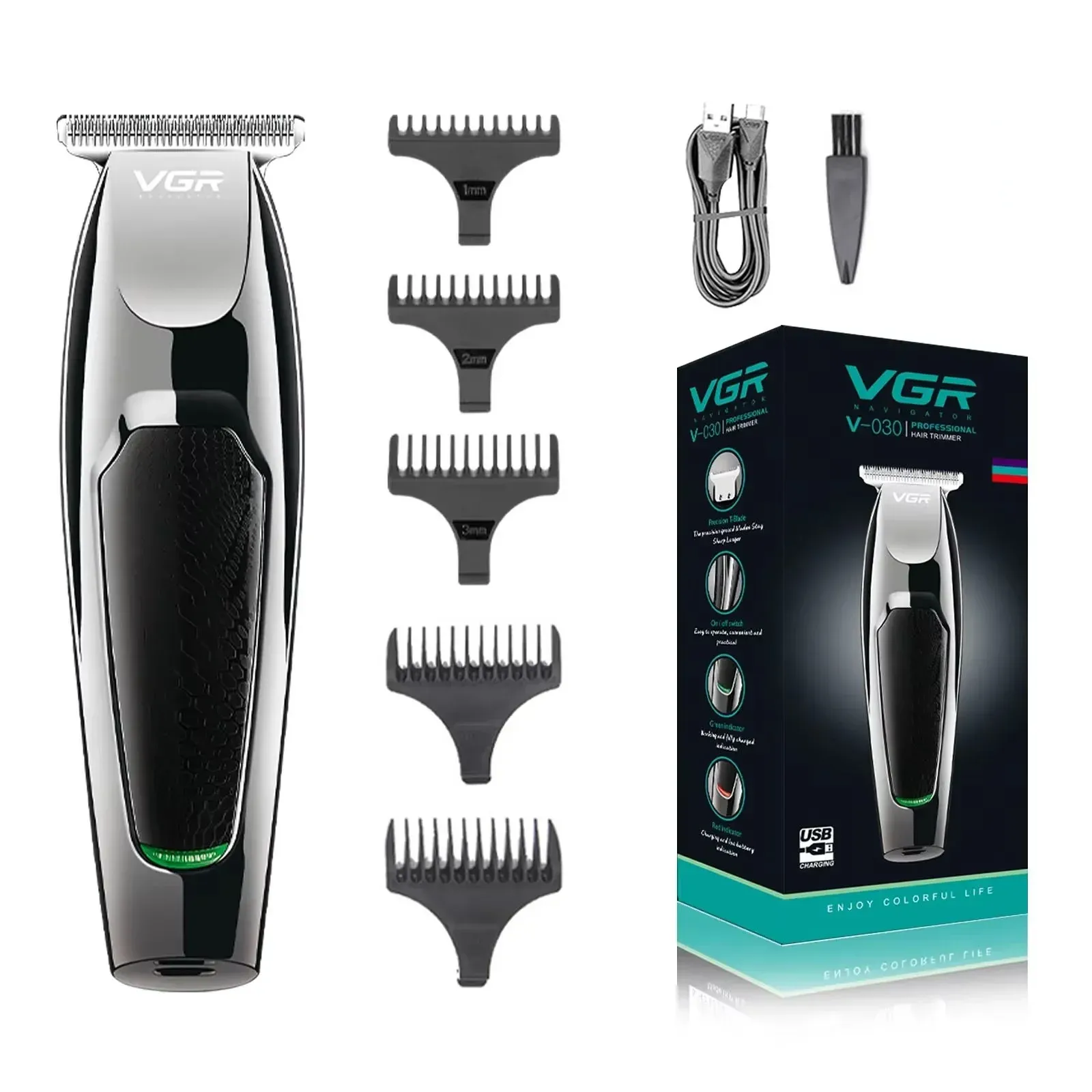Tondeuse à cheveux professionnelle pour hommes, rechargeable, coupe de précision 7