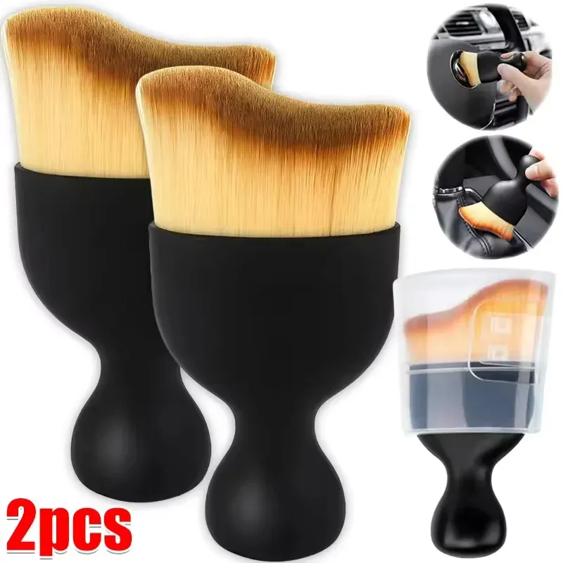 Brosse douce de nettoyage pour grilles d'aération de voiture avec boîtier, outil de nettoyage d'intérieur automobile, brosse de détailing pour voiture, dépoussiérage des fentes