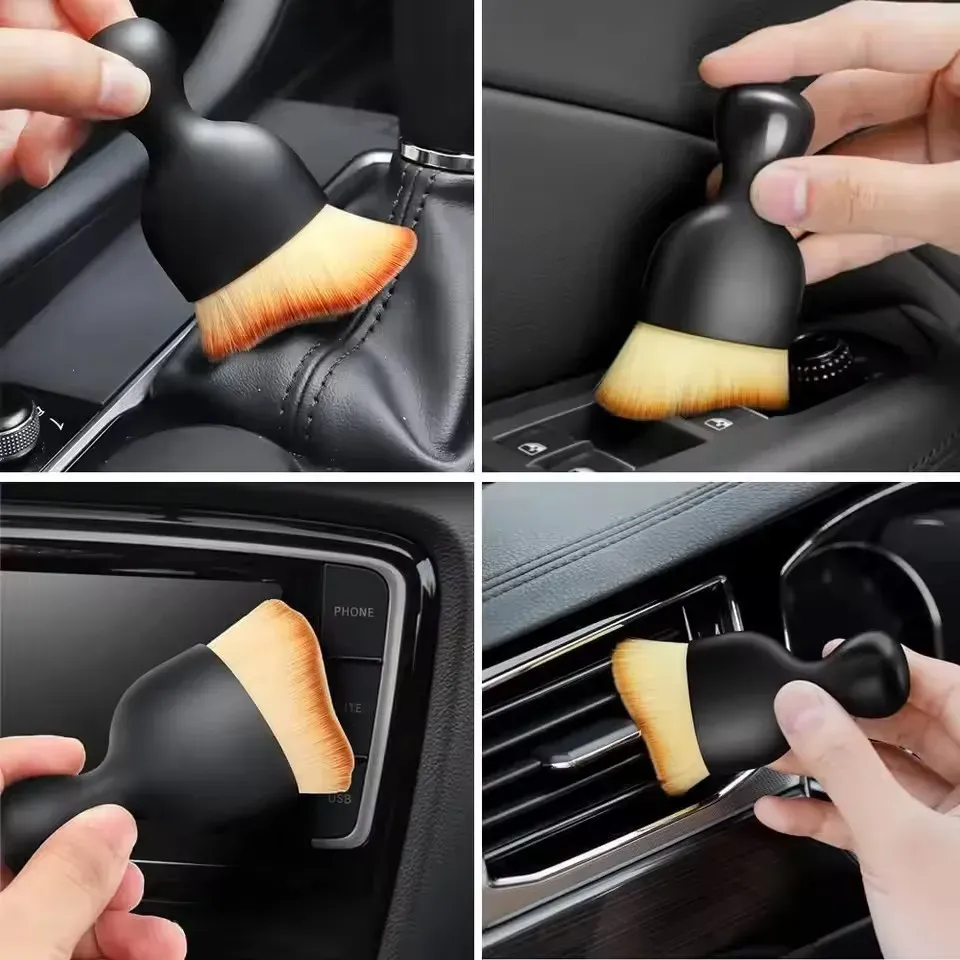 Brosse douce de nettoyage pour grilles d'aération de voiture avec boîtier, outil de nettoyage d'intérieur automobile, brosse de détailing pour voiture, dépoussiérage des fentes 3