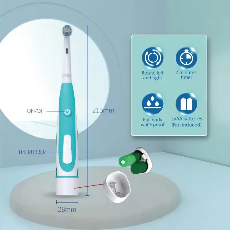 Brosse à dents électrique à têtes vibrantes et rotatives, poils souples, soin des gencives et blanchiment des dents, rechargeable, pour adultes 3
