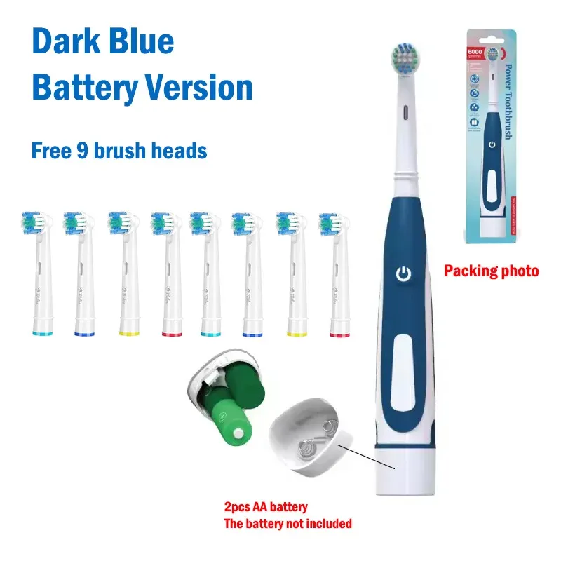 Brosse à dents électrique à têtes vibrantes et rotatives, poils souples, soin des gencives et blanchiment des dents, rechargeable, pour adultes 15