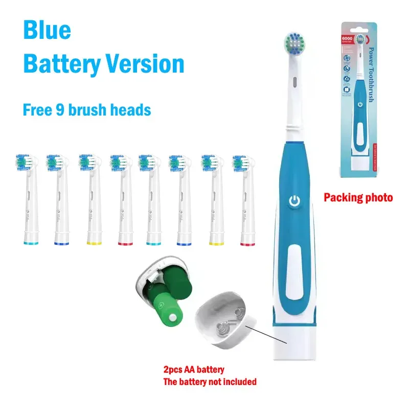 Brosse à dents électrique à têtes vibrantes et rotatives, poils souples, soin des gencives et blanchiment des dents, rechargeable, pour adultes 14