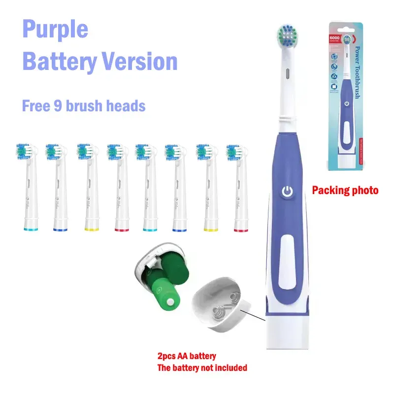 Brosse à dents électrique à têtes vibrantes et rotatives, poils souples, soin des gencives et blanchiment des dents, rechargeable, pour adultes 13