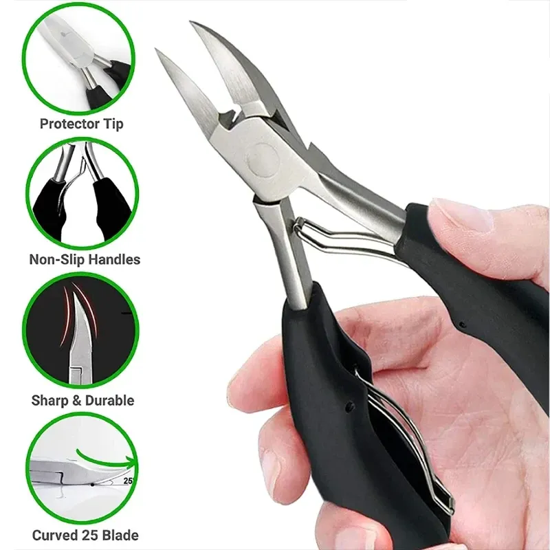 Coupe-ongles pour orteils professionnel en acier inoxydable, lame incurvée et tranchante, pour pédicure et soins du paronychium, grandes pinces - Image 1