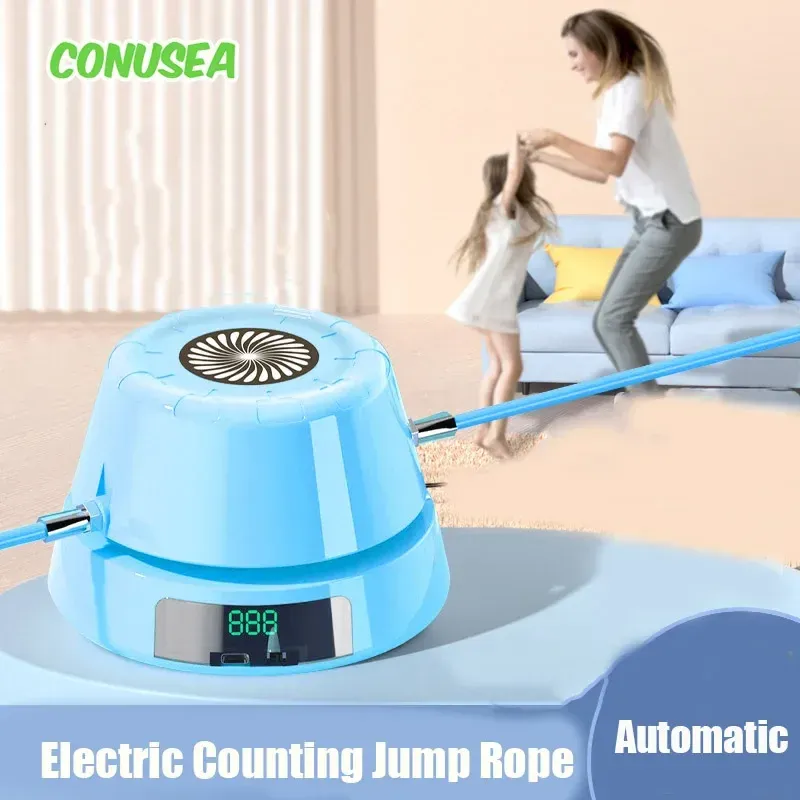 Corde à sauter électrique automatique avec télécommande et compteur numérique, jouet d'exercice intérieur et extérieur pour enfants 2