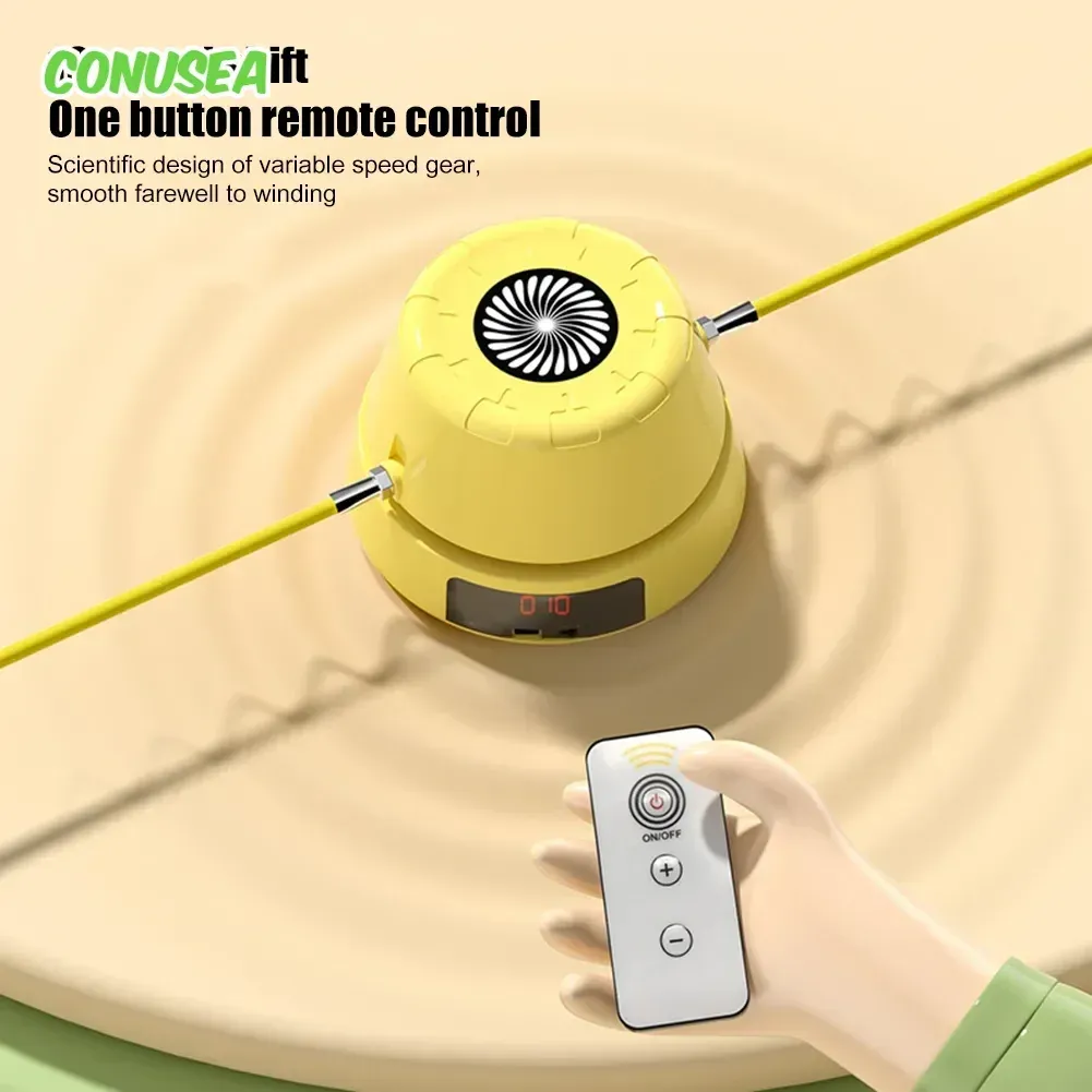 Corde à sauter électrique automatique avec télécommande et compteur numérique, jouet d'exercice intérieur et extérieur pour enfants 4