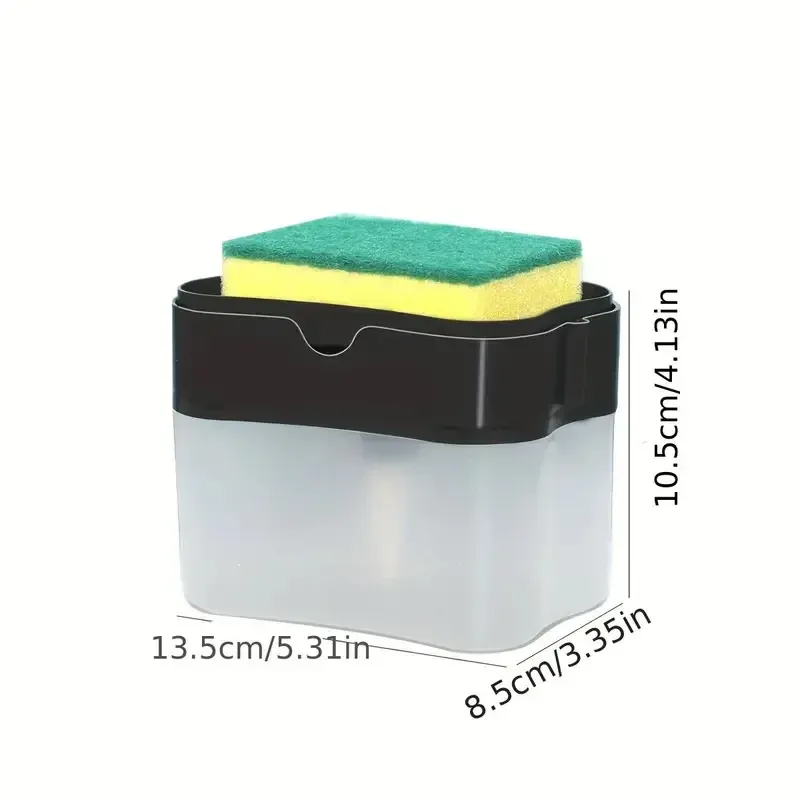 Distributeur automatique de savon 2 pièces avec support éponge et pompe, distributeur de liquide vaisselle avec support éponge et lingette, pour évier de cuisine 10
