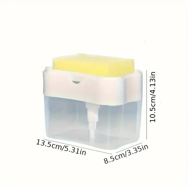Distributeur automatique de savon 2 pièces avec support éponge et pompe, distributeur de liquide vaisselle avec support éponge et lingette, pour évier de cuisine 11