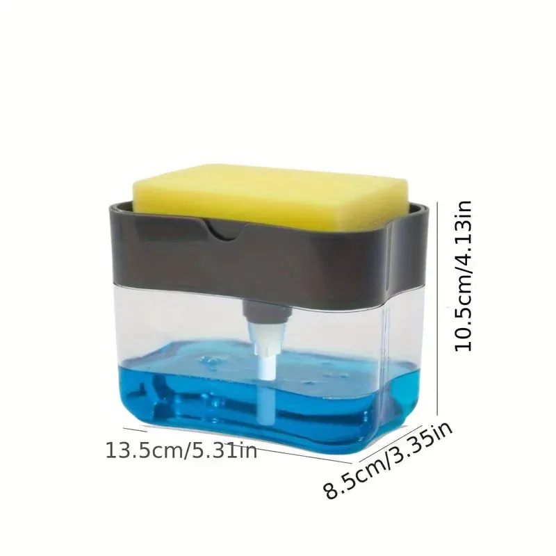 Distributeur automatique de savon 2 pièces avec support éponge et pompe, distributeur de liquide vaisselle avec support éponge et lingette, pour évier de cuisine 12