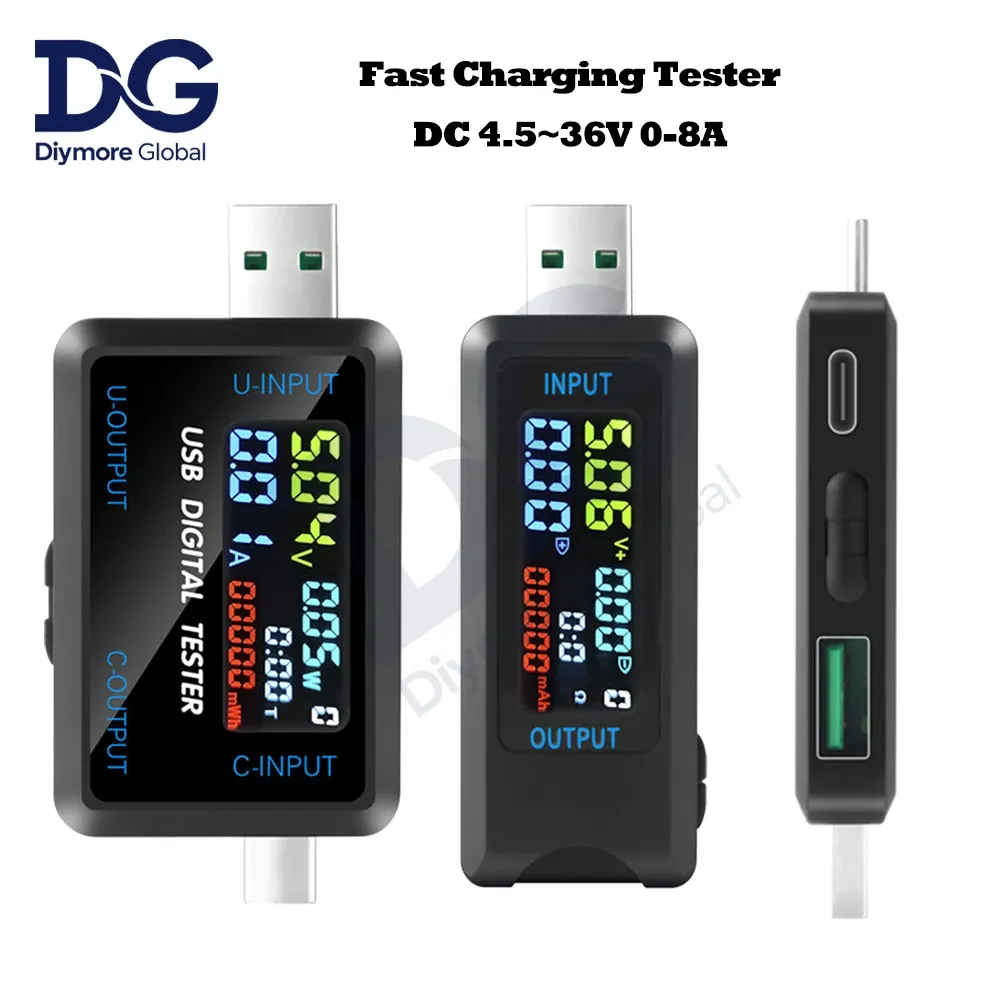 Testeur USB 10 en 1 4,5 à 36 V / 0 à 8 A, voltmètre et ampèremètre