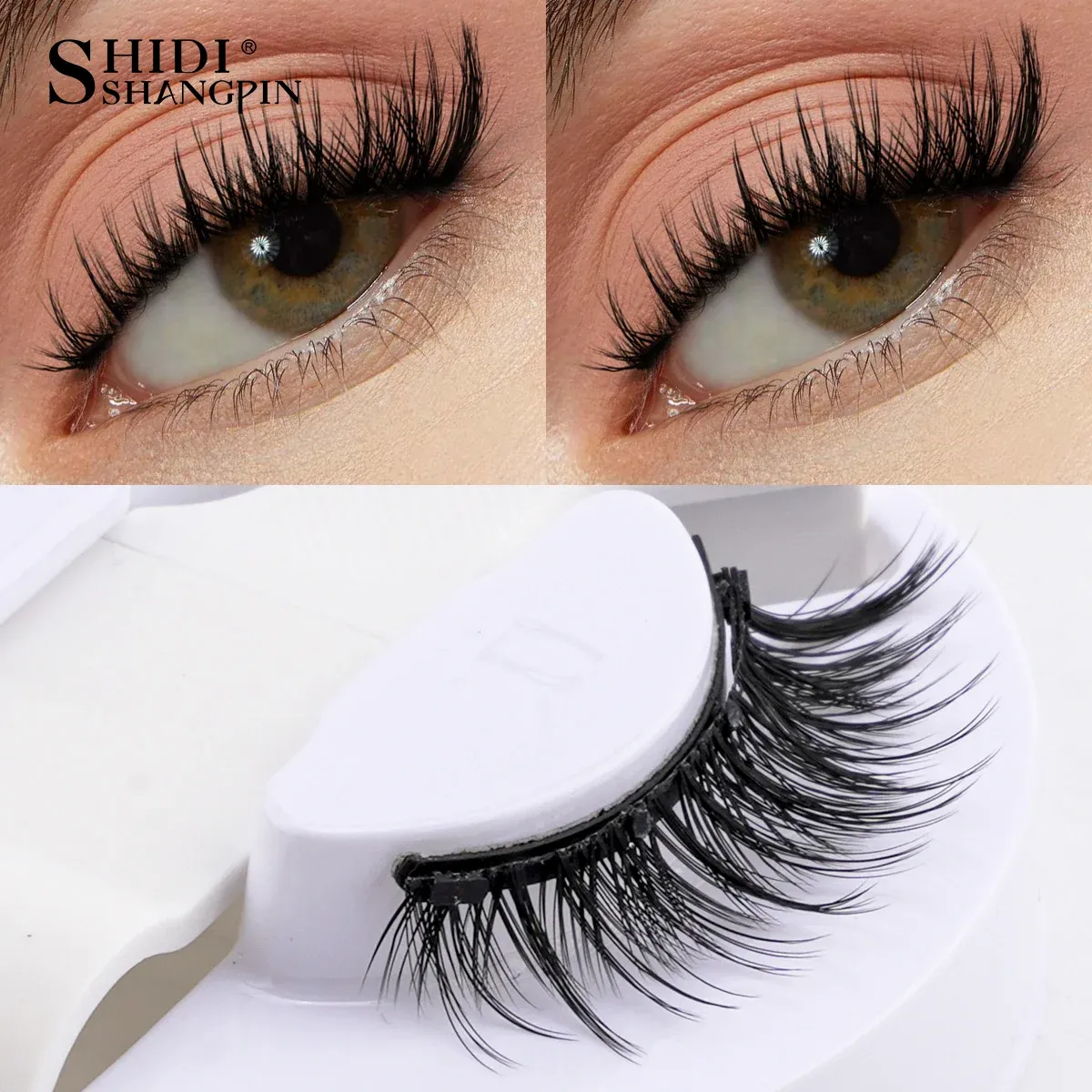 Paire de Faux Cils Magnétiques Réutilisables avec Pince, Effet Naturel et Pose Facile 3