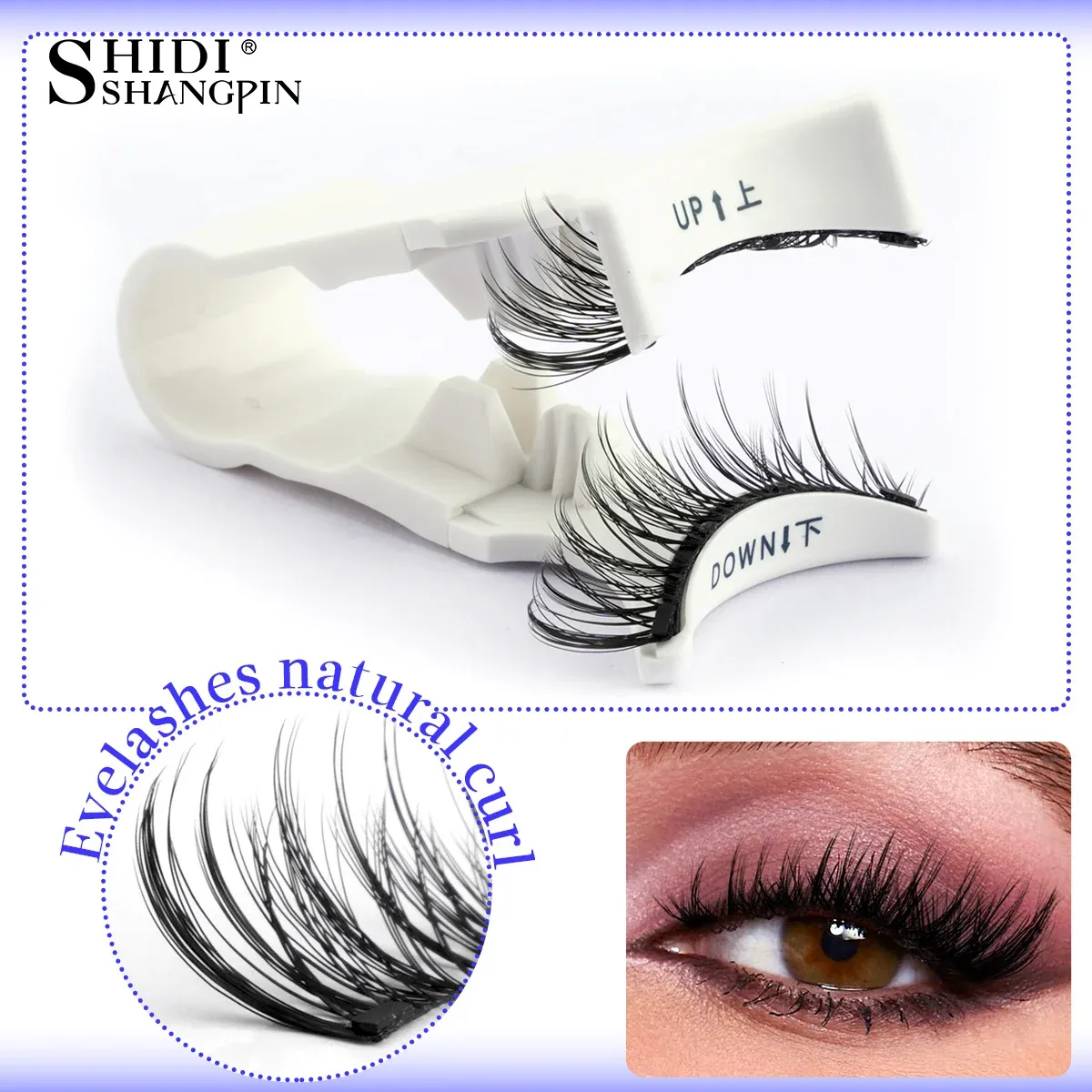 Paire de Faux Cils Magnétiques Réutilisables avec Pince, Effet Naturel et Pose Facile 2