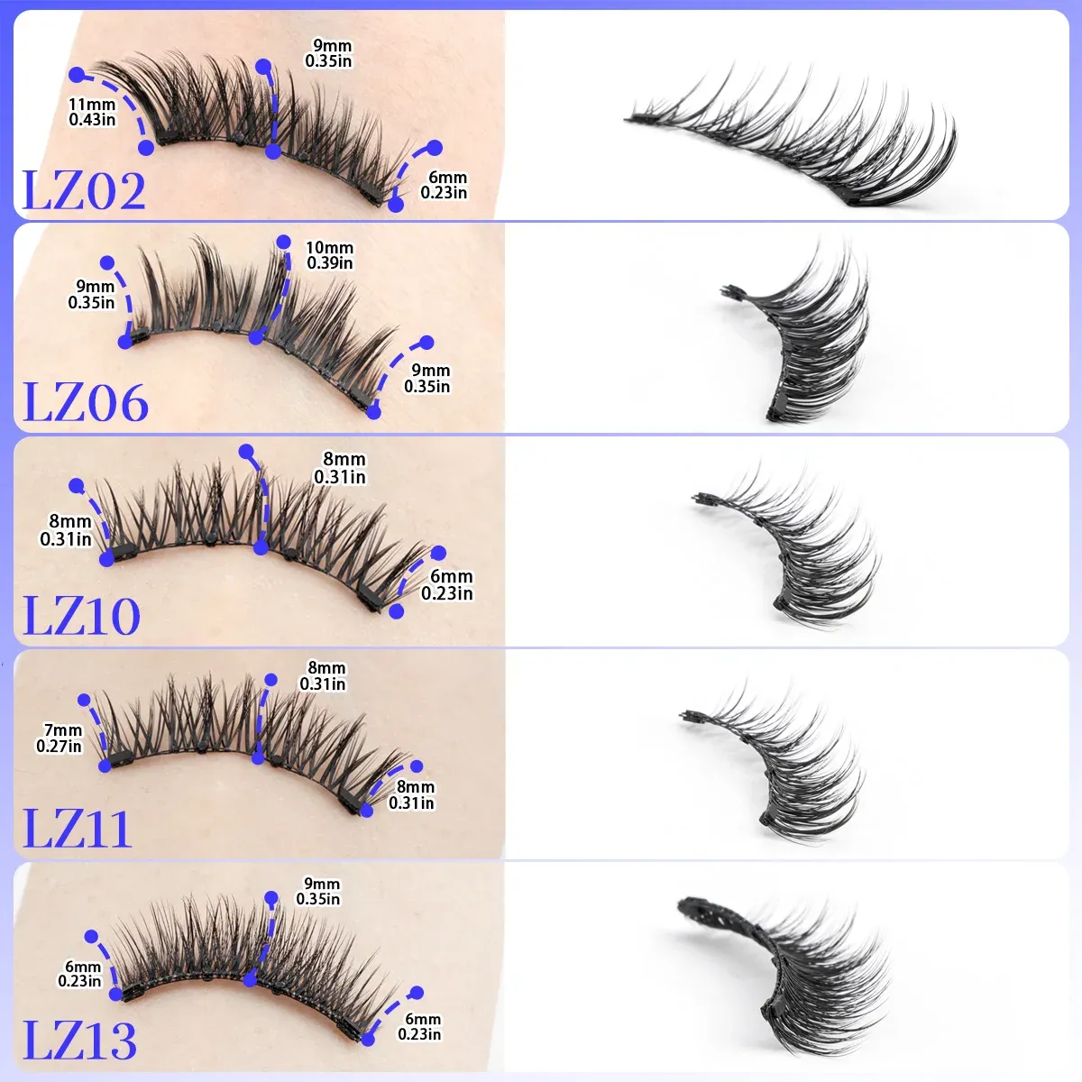Paire de Faux Cils Magnétiques Réutilisables avec Pince, Effet Naturel et Pose Facile 5
