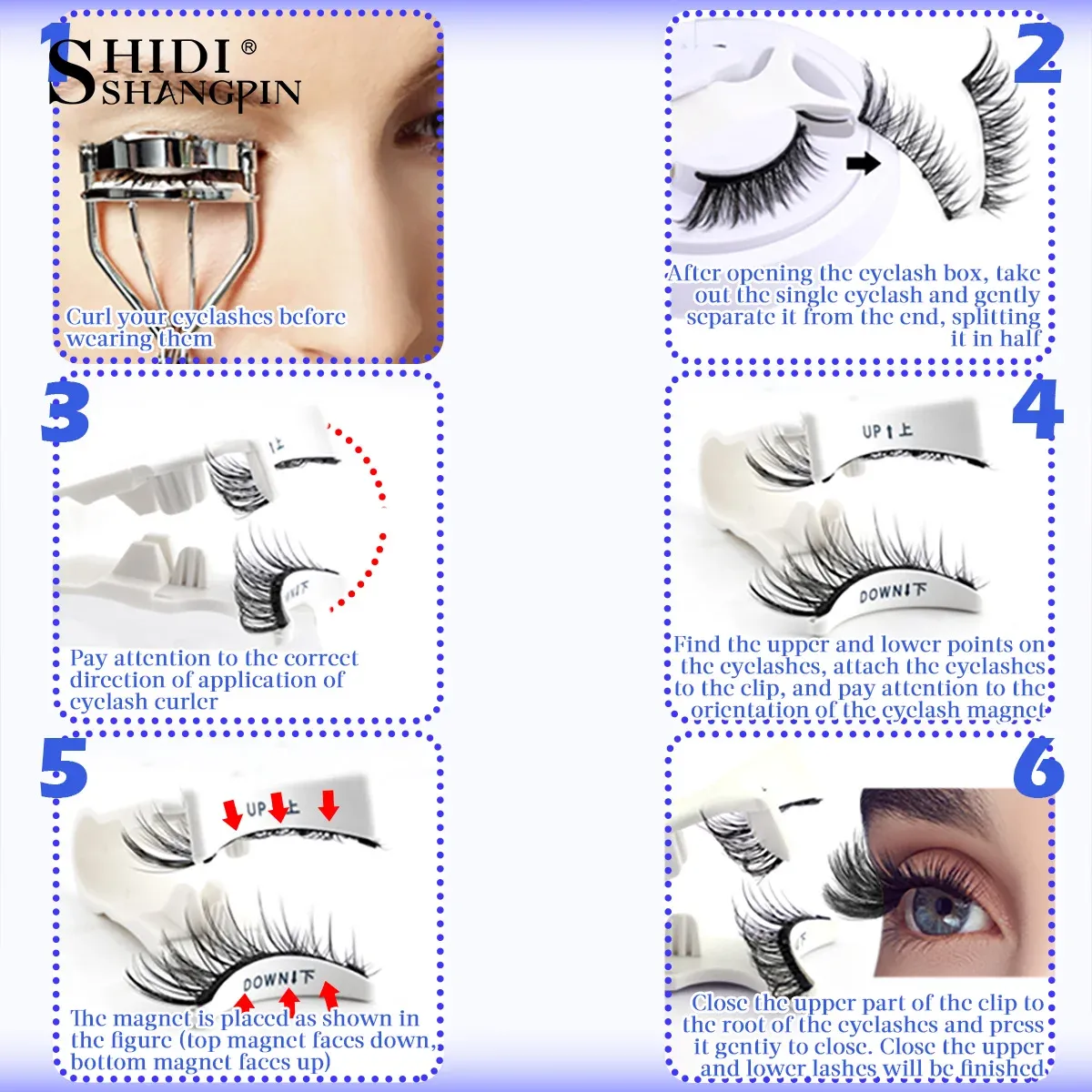 Étapes de pose des cils magnétiques
