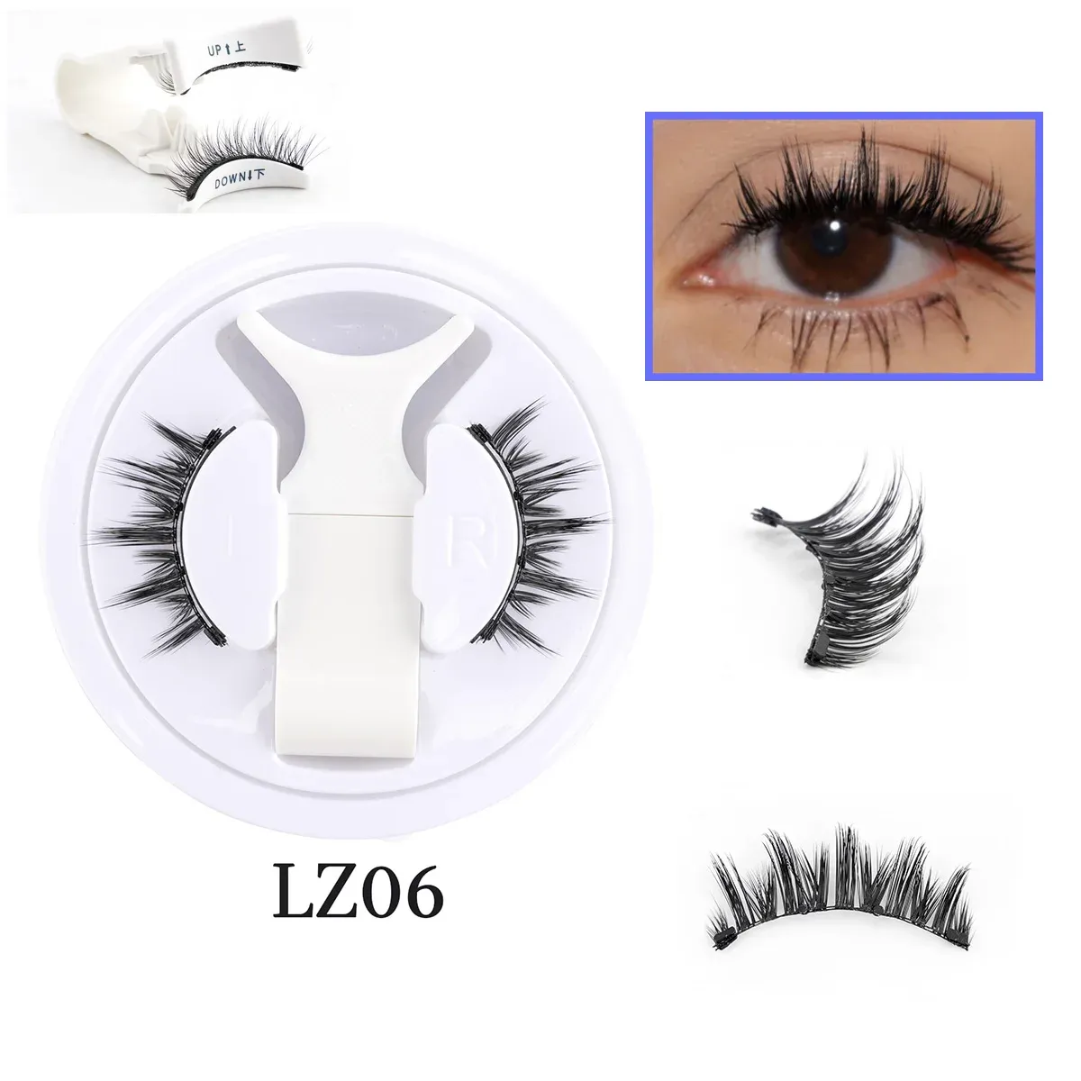 Paire de Faux Cils Magnétiques Réutilisables avec Pince, Effet Naturel et Pose Facile 10