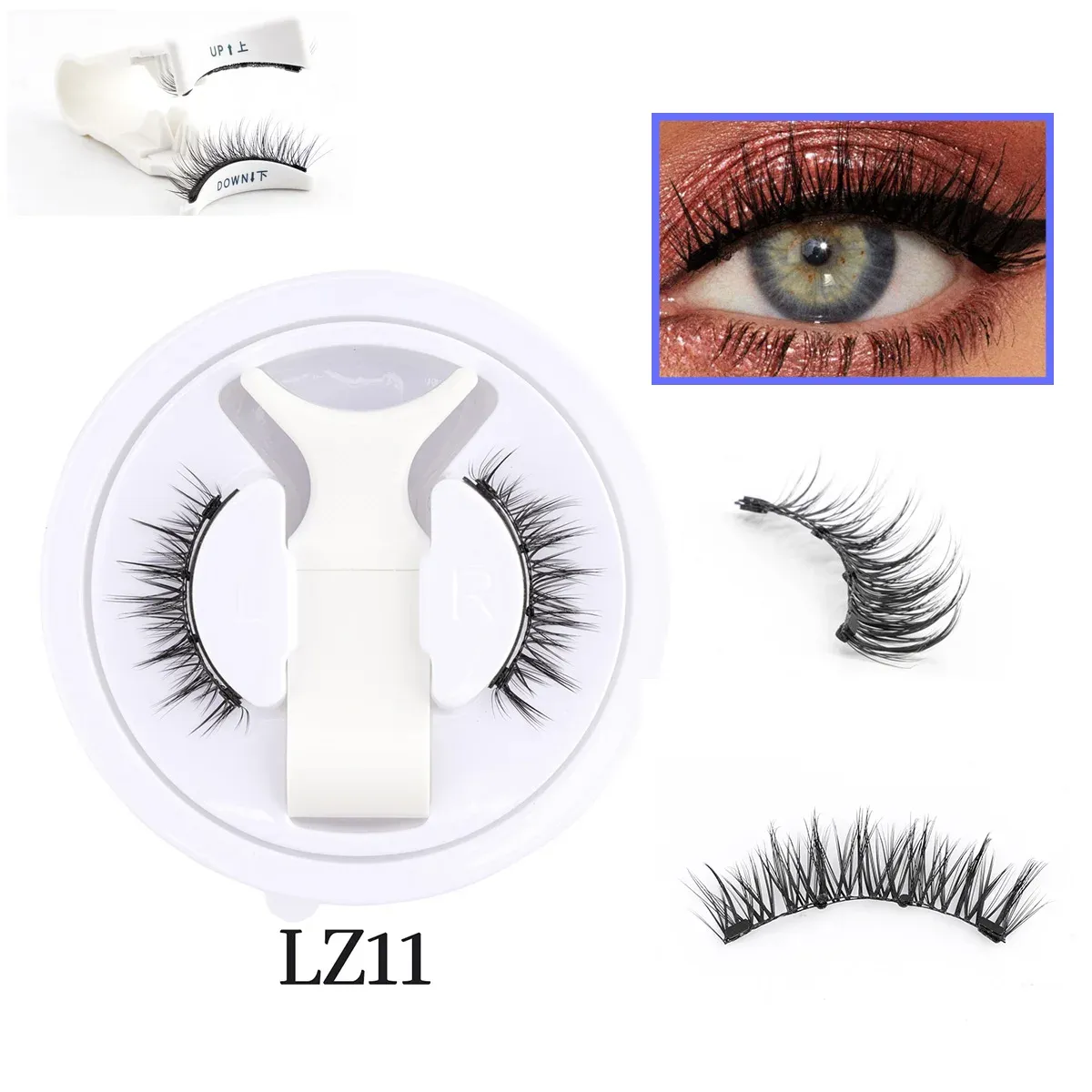 Paire de Faux Cils Magnétiques Réutilisables avec Pince, Effet Naturel et Pose Facile 8