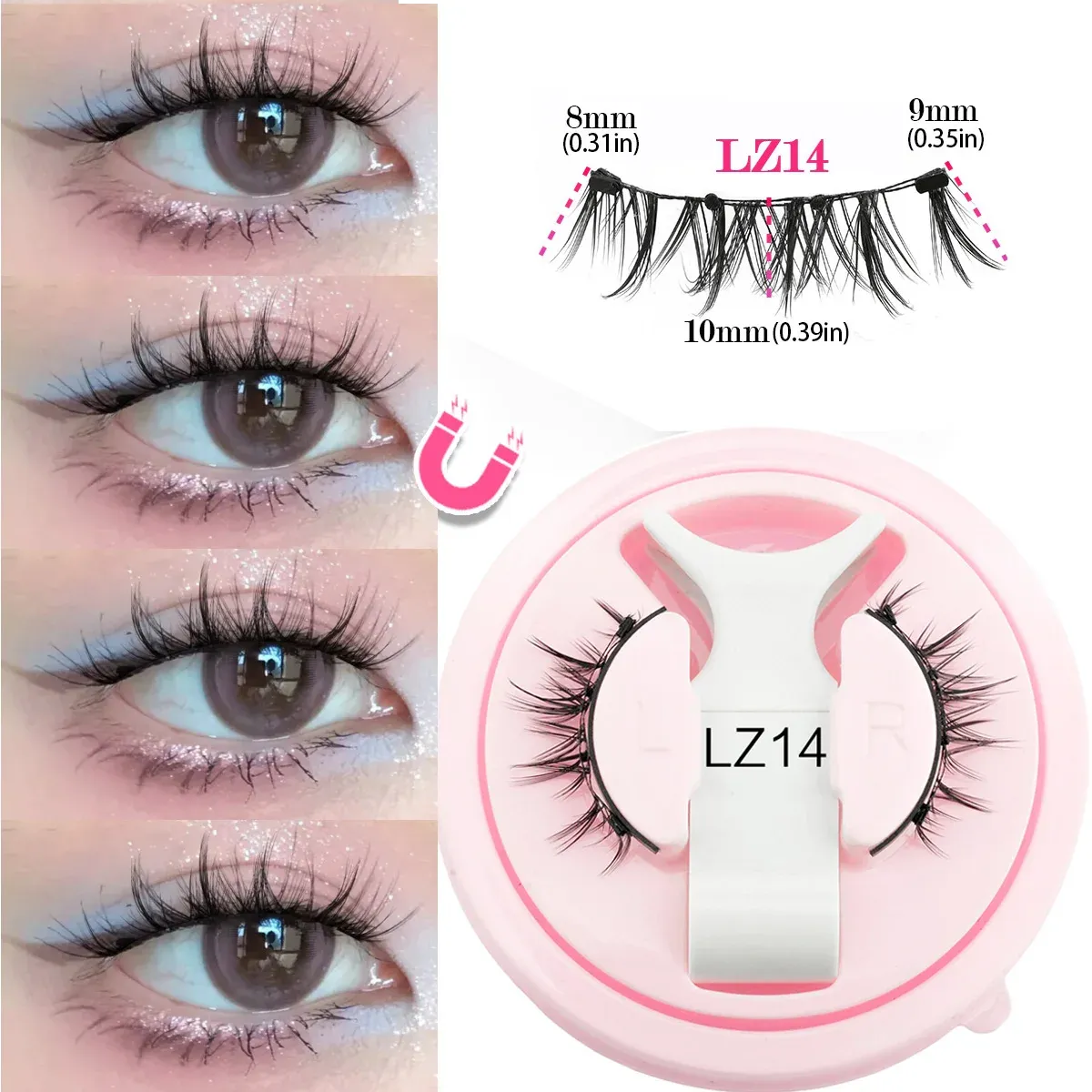 Paire de Faux Cils Magnétiques Réutilisables avec Pince, Effet Naturel et Pose Facile 13