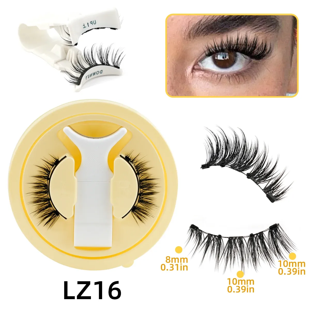 Paire de Faux Cils Magnétiques Réutilisables avec Pince, Effet Naturel et Pose Facile 22