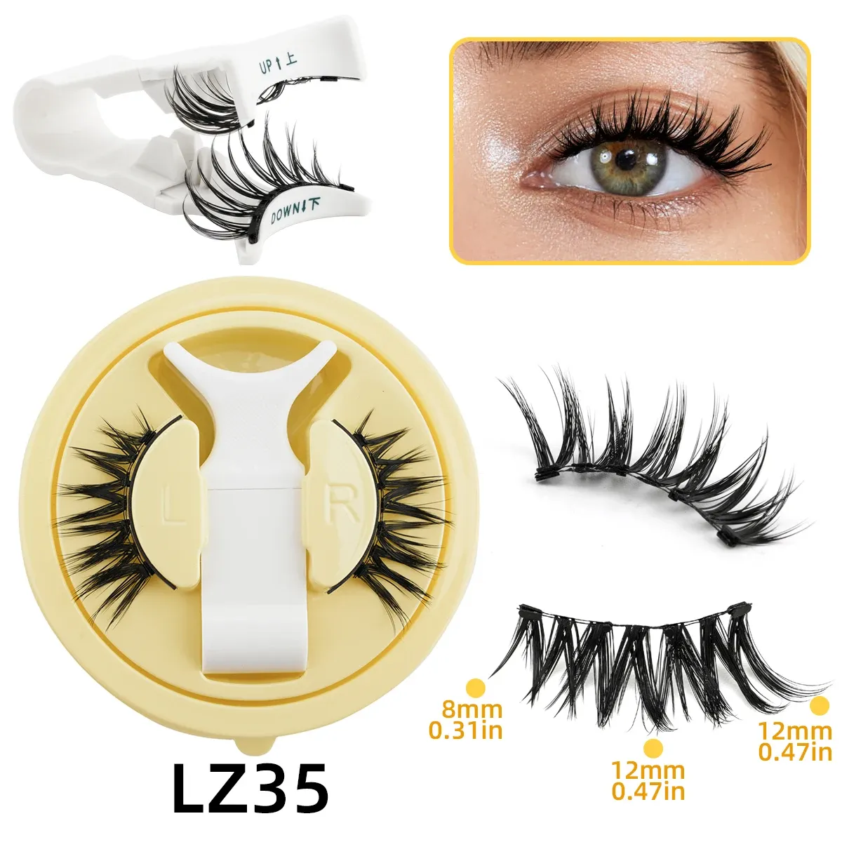 Paire de Faux Cils Magnétiques Réutilisables avec Pince, Effet Naturel et Pose Facile 23