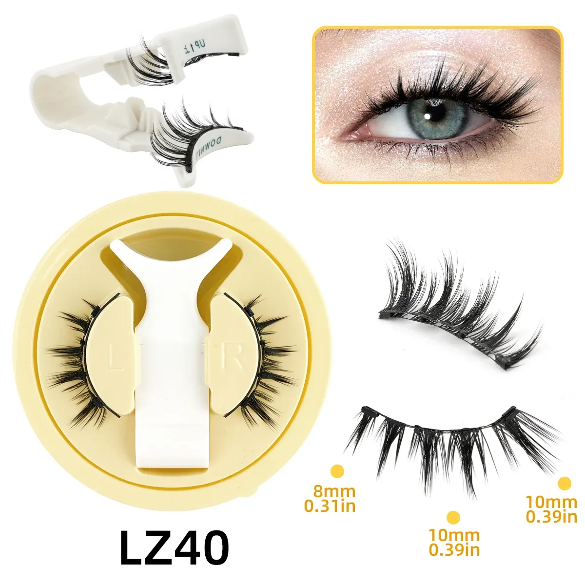 Paire de Faux Cils Magnétiques Réutilisables avec Pince, Effet Naturel et Pose Facile 18