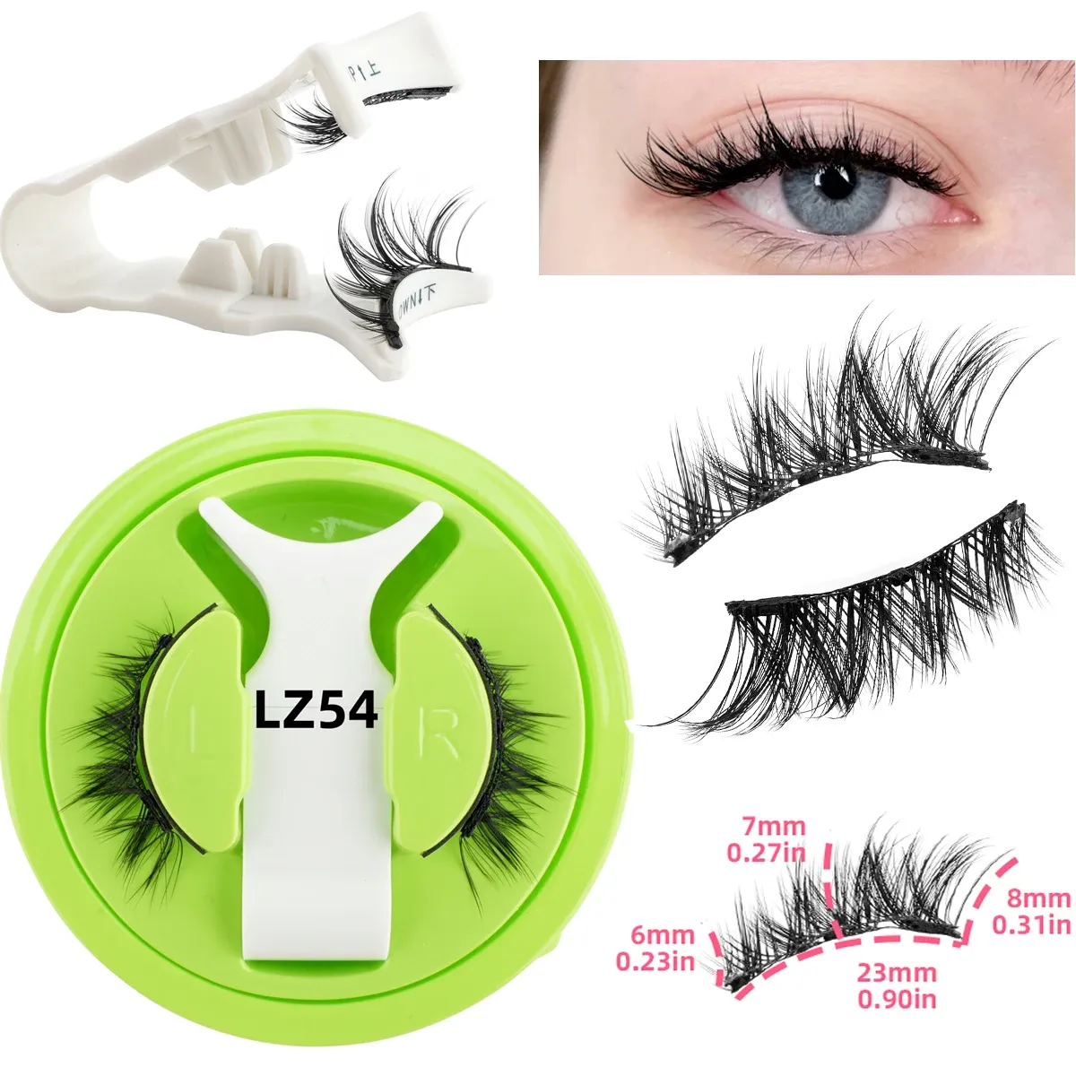 Paire de Faux Cils Magnétiques Réutilisables avec Pince, Effet Naturel et Pose Facile 25