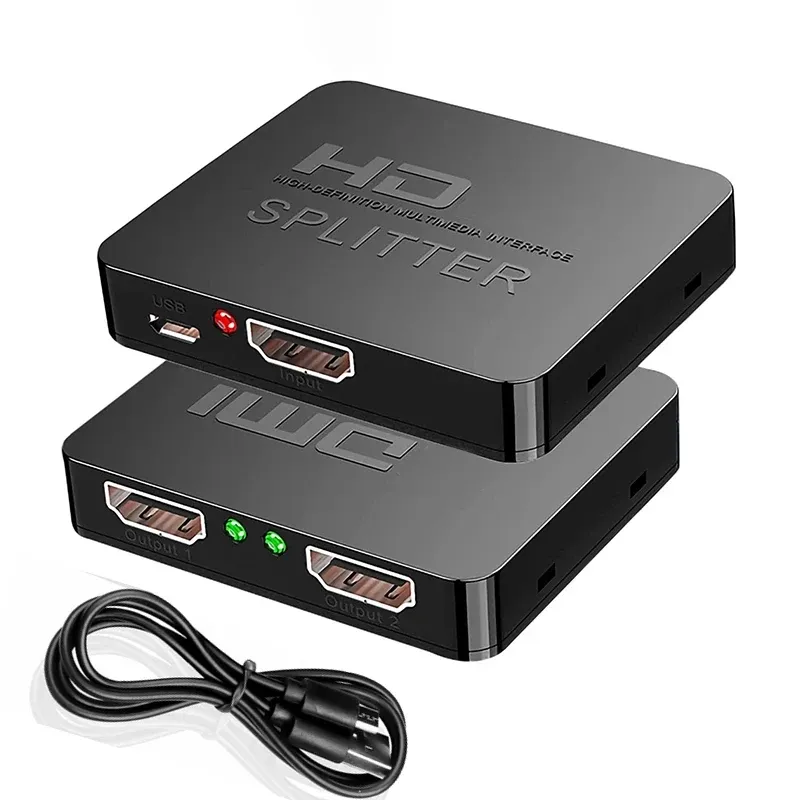 Le title is already in French, so the translation would be a cleanup. Here is a clean, professional version:
Commutateur séparateur HDMI 4K 1x2, 1 entrée, 2 sorties, amplificateur de distribution vidéo, double affichage pour boîtier, moniteur PC, projecteur, ordinateur portable