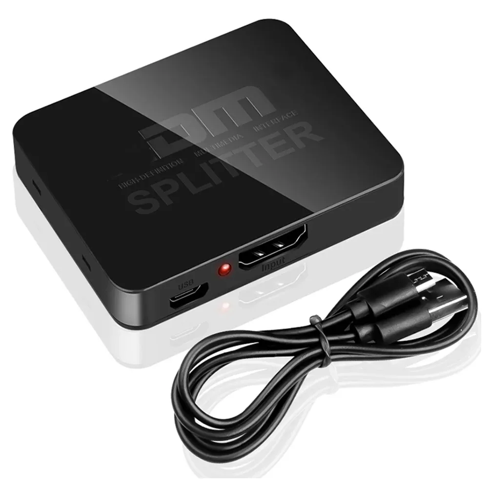 Le title is already in French, so the translation would be a cleanup. Here is a clean, professional version:

Commutateur séparateur HDMI 4K 1x2, 1 entrée, 2 sorties, amplificateur de distribution vidéo, double affichage pour boîtier, moniteur PC, projecteur, ordinateur portable 7