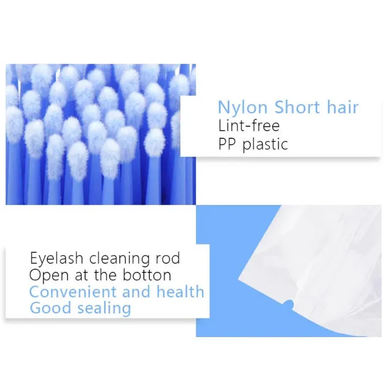 100 brosses de nettoyage pour cils en micro-coton pour extensions de cils 2