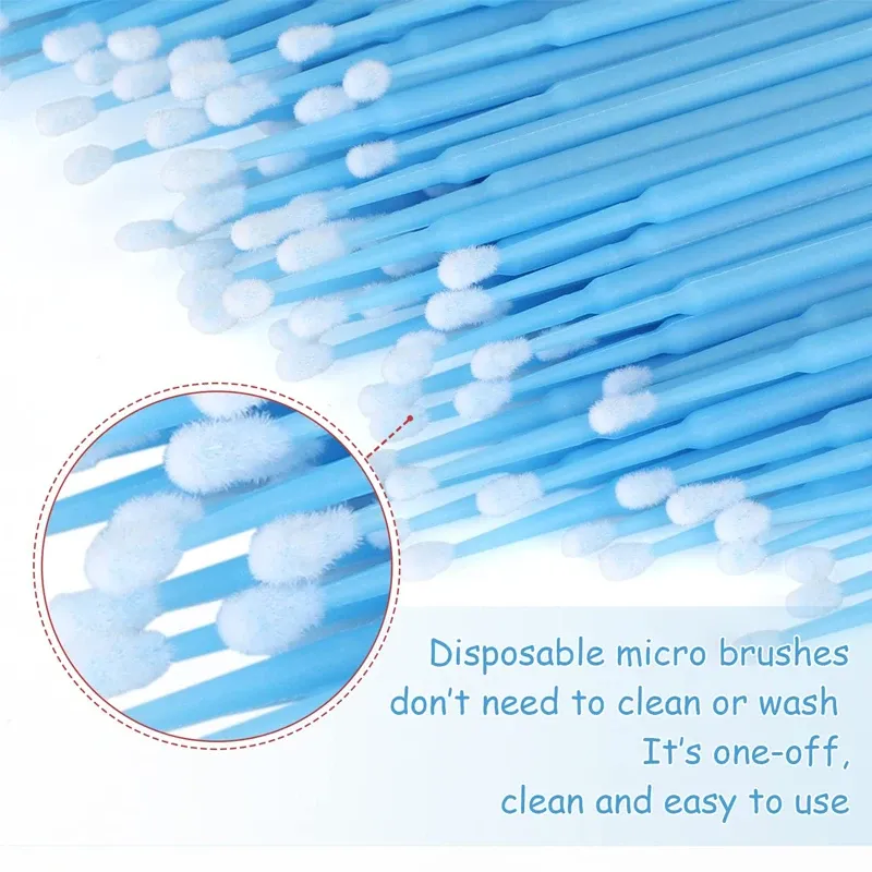 100 brosses de nettoyage pour cils en micro-coton pour extensions de cils 3