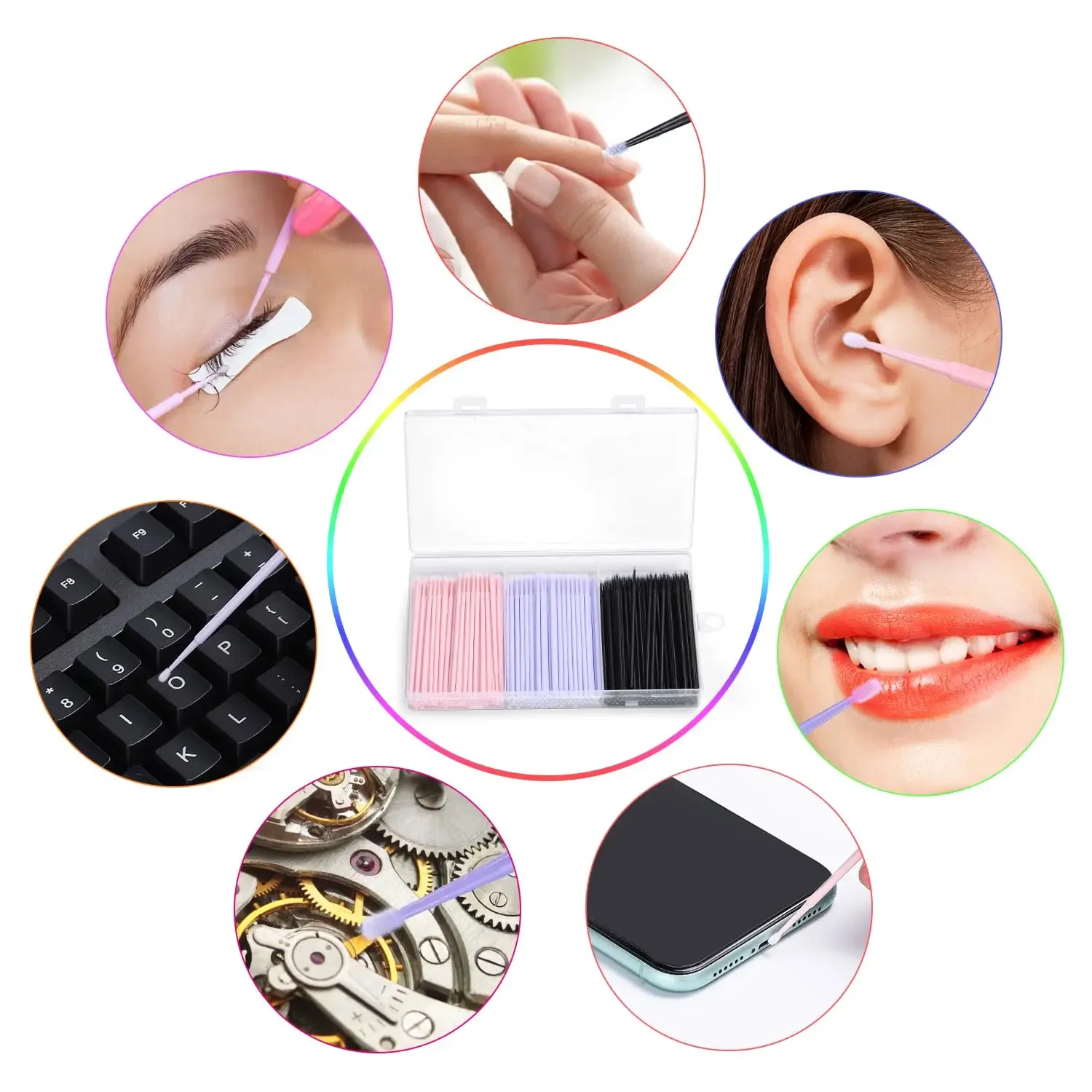 100 brosses de nettoyage pour cils en micro-coton pour extensions de cils 4