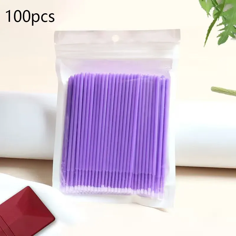 100 brosses de nettoyage pour cils en micro-coton pour extensions de cils 10