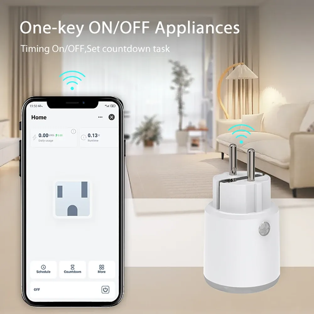 Prise intelligente Wi-Fi Matter 16 A avec compteur de puissance, télécommande, prise UE, compatible Tuya, HomeKit, Alexa, Google Home et Smart Life 5