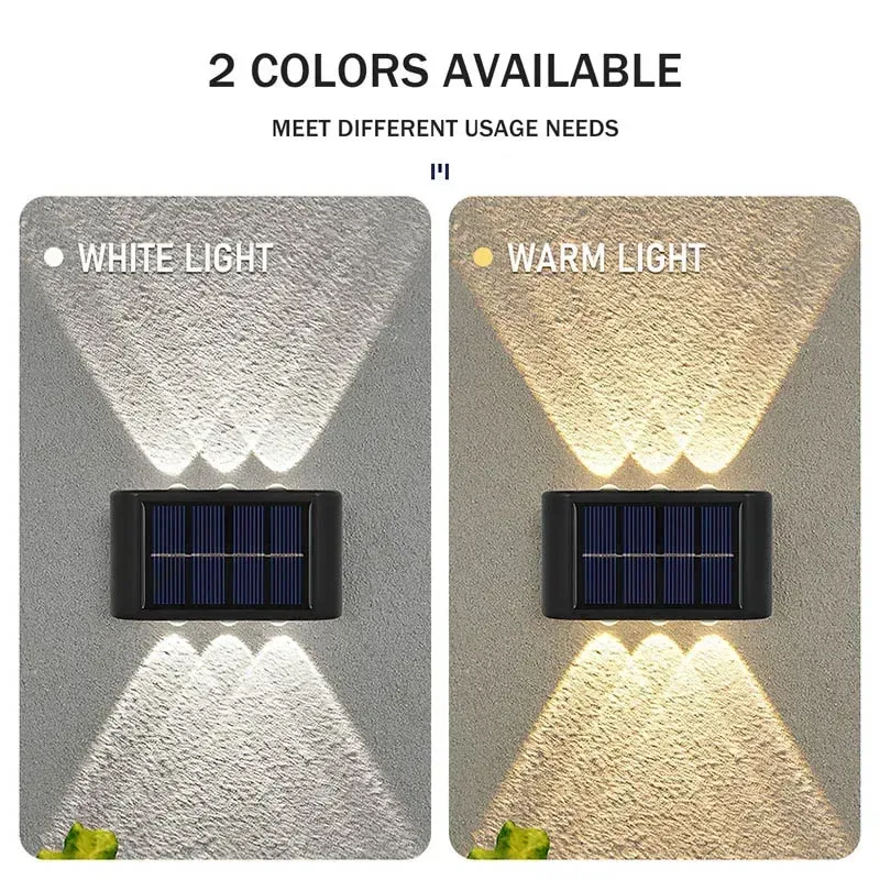 Applique murale solaire d'extérieur étanche, éclairage haut et bas pour maison, jardin et cour 4