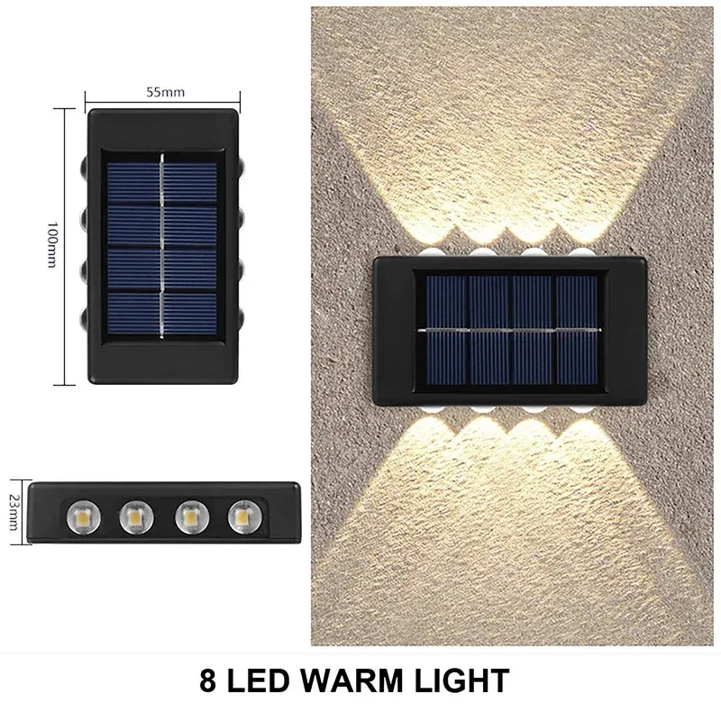 Applique murale solaire d'extérieur étanche, éclairage haut et bas pour maison, jardin et cour 6