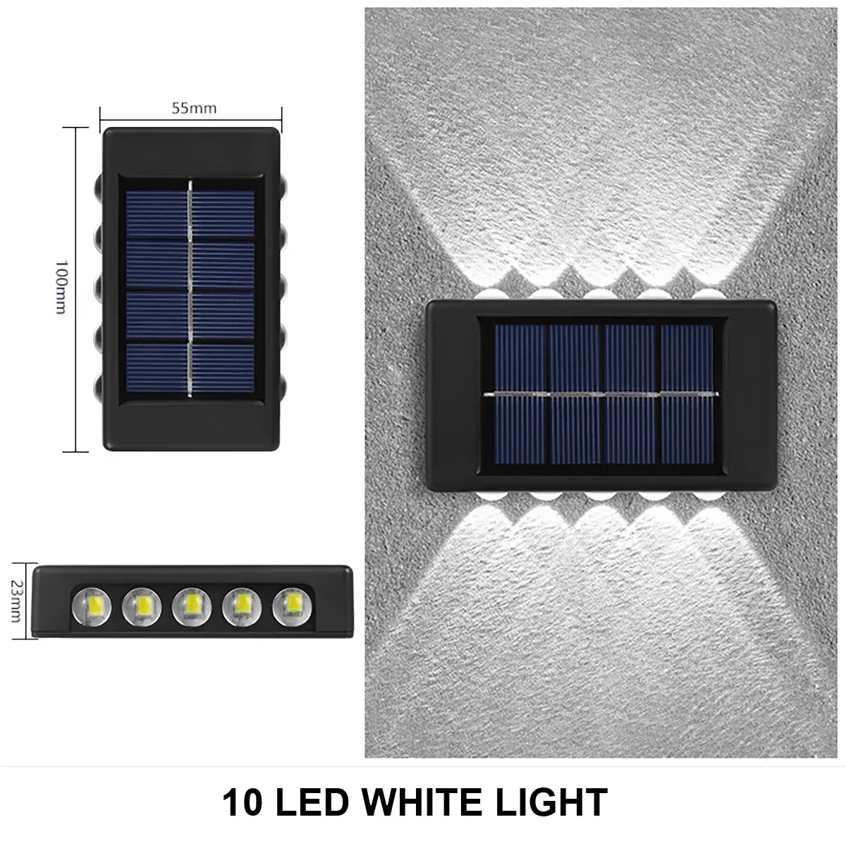 Applique murale solaire d'extérieur étanche, éclairage haut et bas pour maison, jardin et cour 8