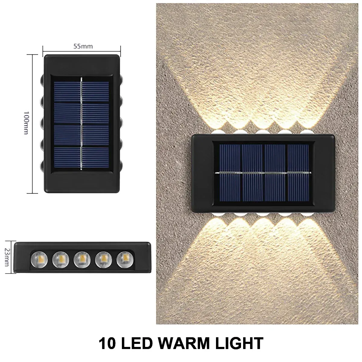 Applique murale solaire d'extérieur étanche, éclairage haut et bas pour maison, jardin et cour 7