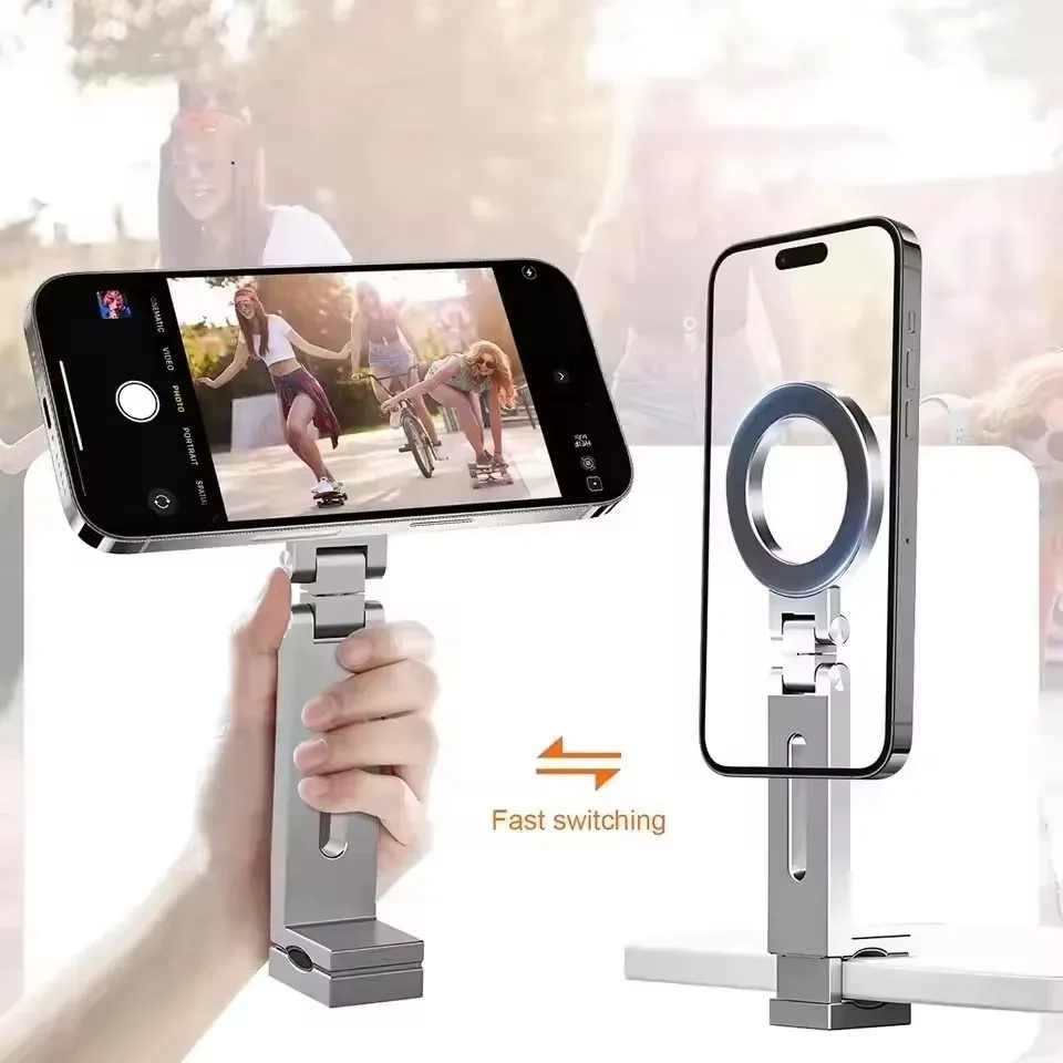 Support magnétique rotatif à 360° pour téléphone portable, à fixer sur tablette d'avion, trépied ou bureau – Support portable pour smartphone compatible iPhone 4