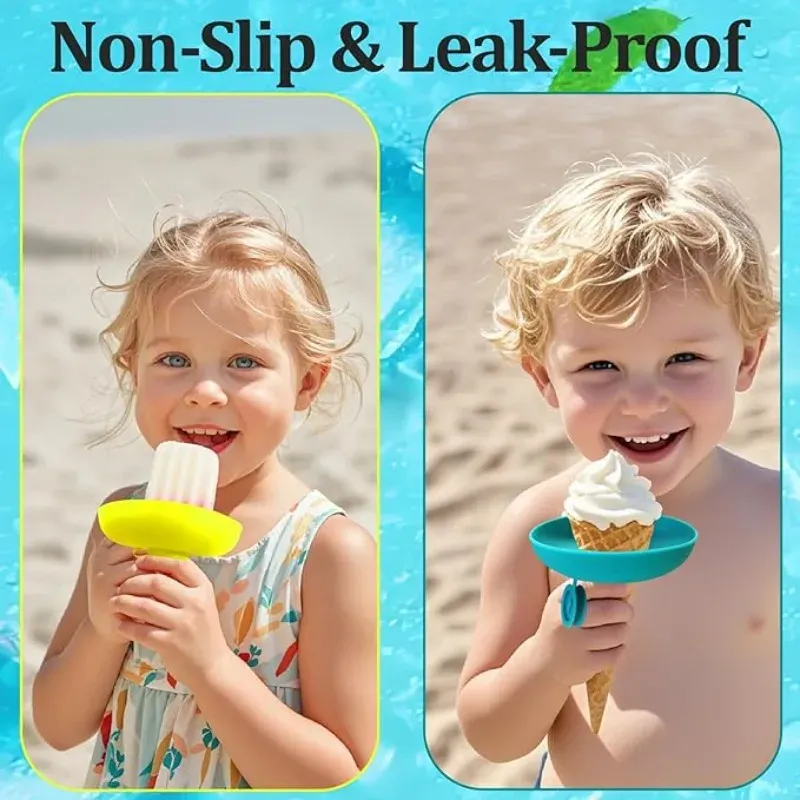 Support réutilisable en silicone anti-goutte pour sucettes glacées et cornets de crème glacée, accessoire d'été pour tout-petits 2