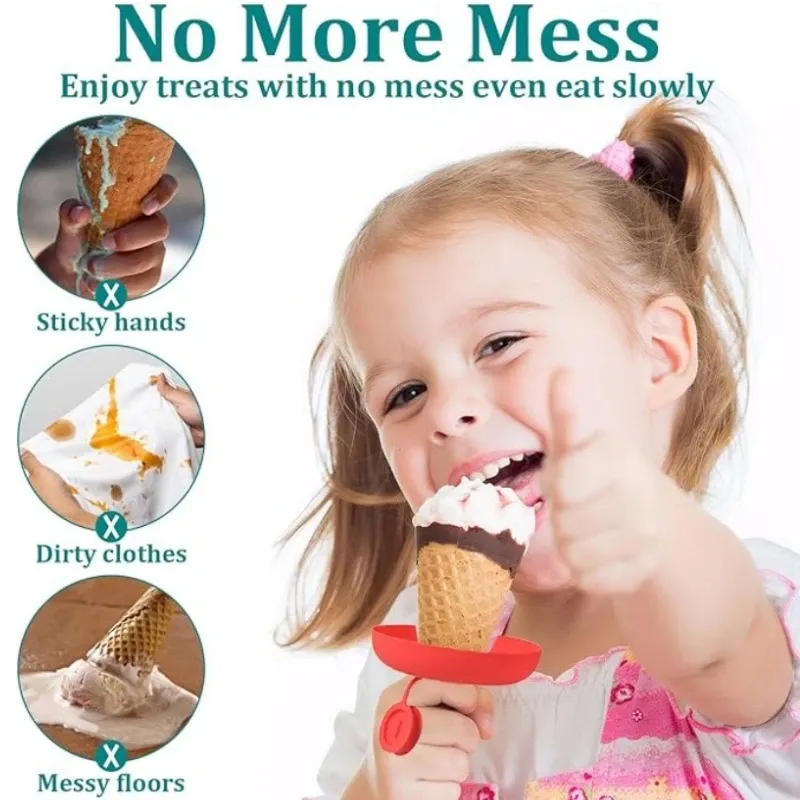 Support réutilisable en silicone anti-goutte pour sucettes glacées et cornets de crème glacée, accessoire d'été pour tout-petits 3