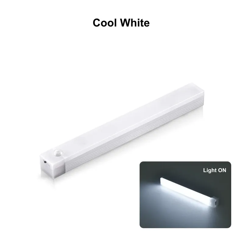Veilleuse LED sans fil à détecteur de mouvement, rechargeable par USB, bande lumineuse pour armoire de cuisine, escalier et chevet 9