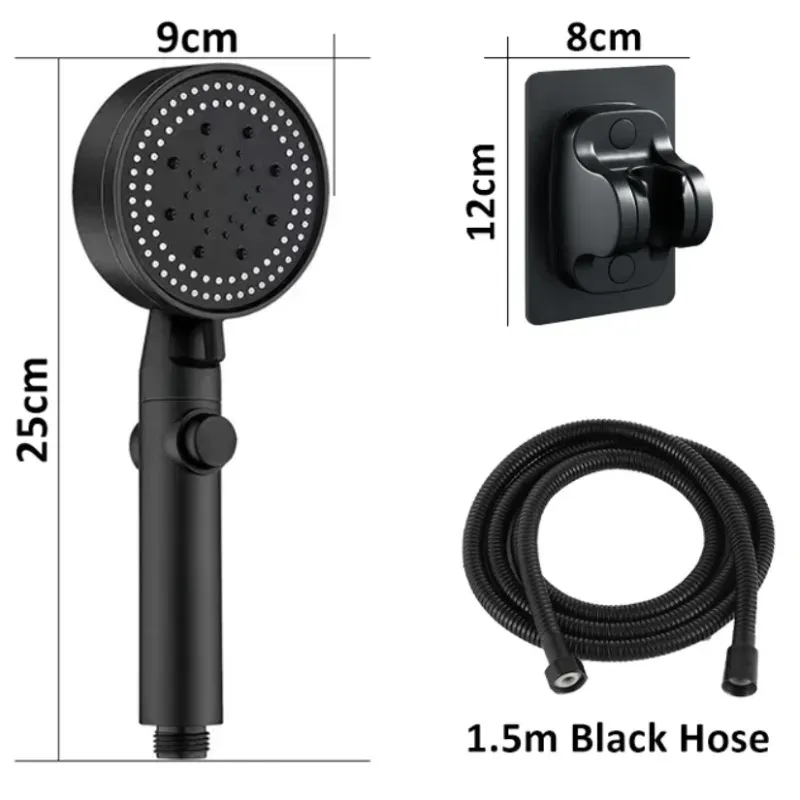 Pommeau de douche haute pression 5 modes avec flexible, économie d'eau et fonction arrêt 6