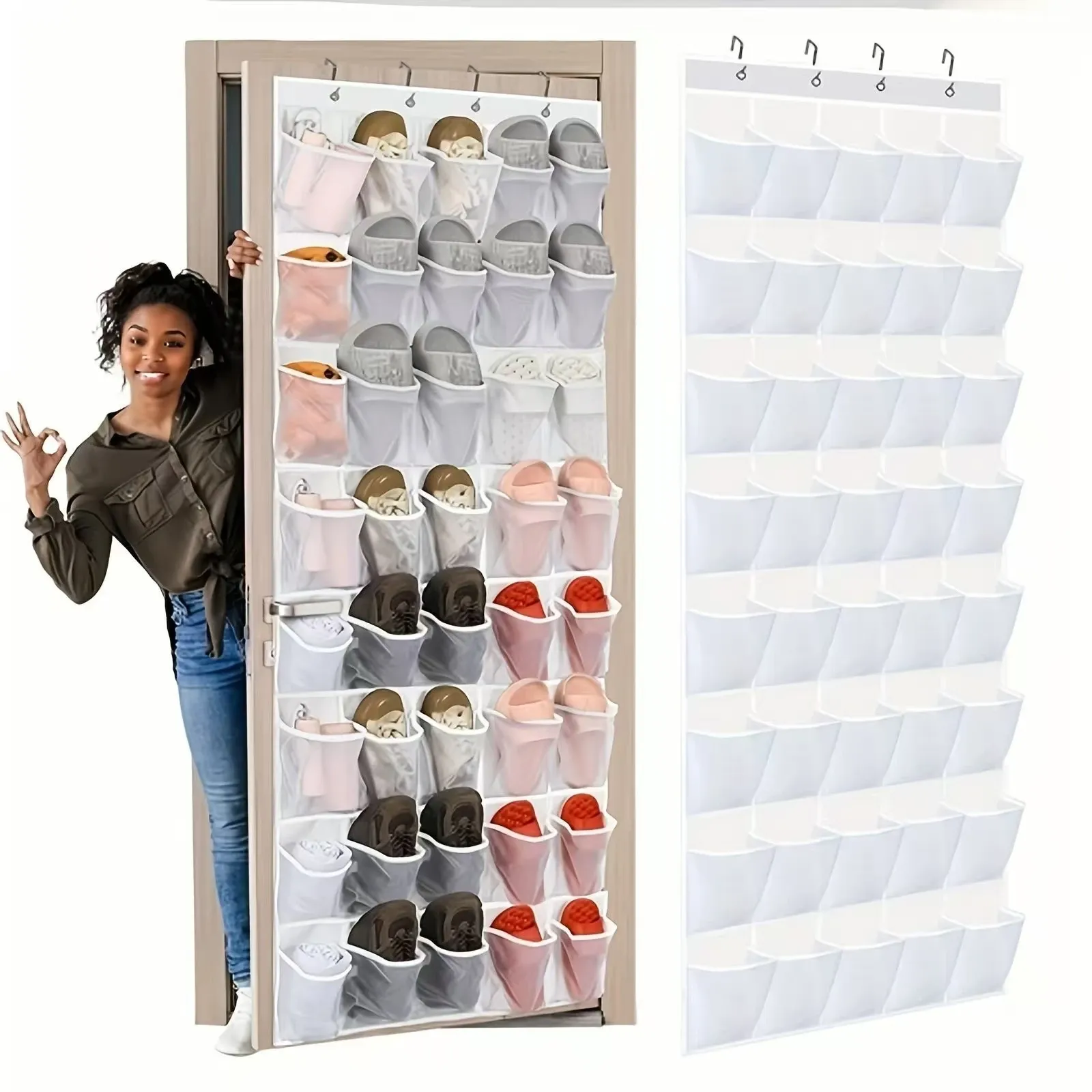 Étagère à chaussures suspendue pour porte avec grandes poches en maille, organisateur de chaussures pour placard 20
