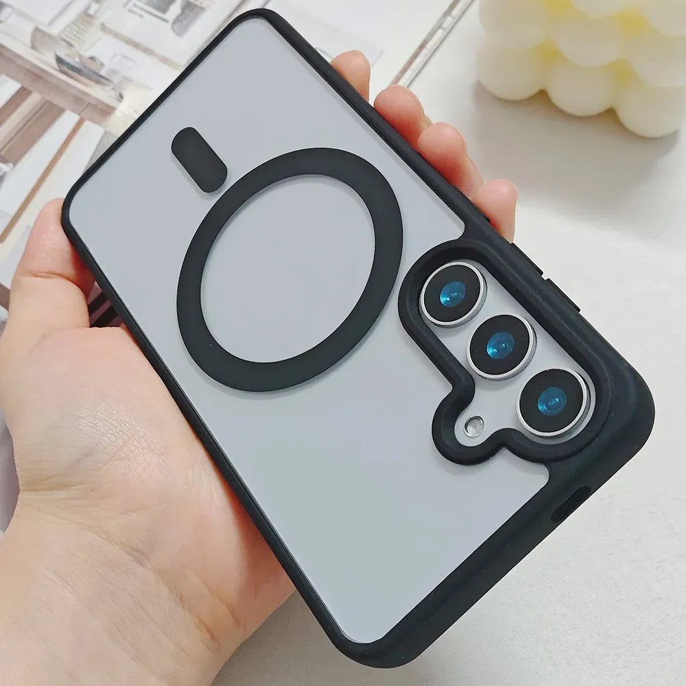 Coque de téléphone magnétique givrée pour Samsung Galaxy S26 Ultra, S25 Edge, S24, S23 FE, S22 Plus, compatible MagSafe, A57, A37, A17, A07, A56, A36 14