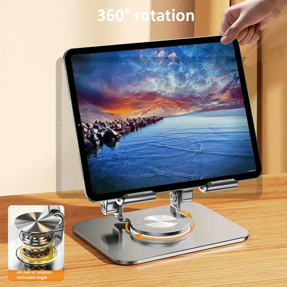 Support de tablette rotatif à 360° en aluminium, pliable et réglable, compatible iPad Pro, Air et Mini 3