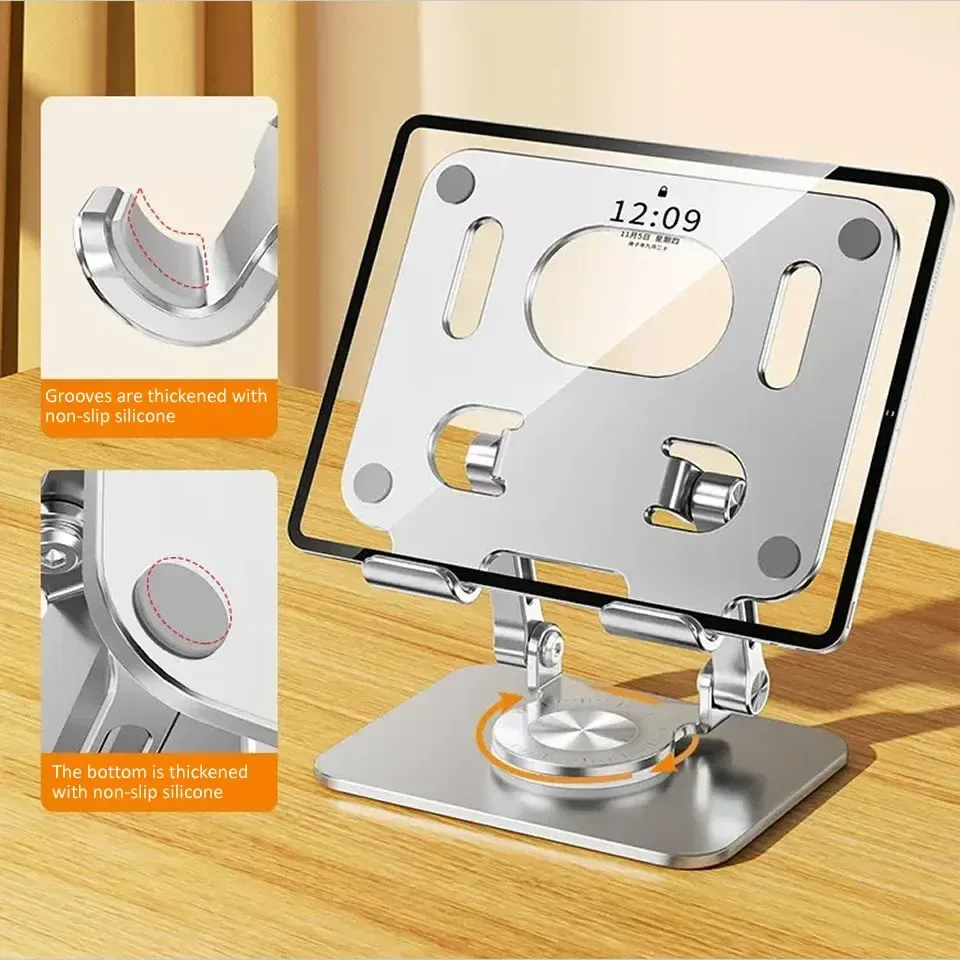 Support de tablette rotatif à 360° en aluminium, pliable et réglable, compatible iPad Pro, Air et Mini 4
