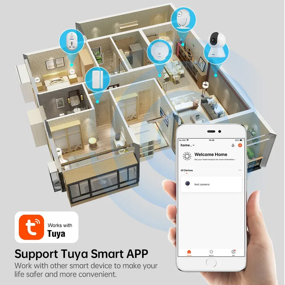 Caméra d'intérieur Wi-Fi intelligente Tuya, mini caméra IP sans fil avec IA, détection humaine et surveillance pour bébé, 5 MP 5