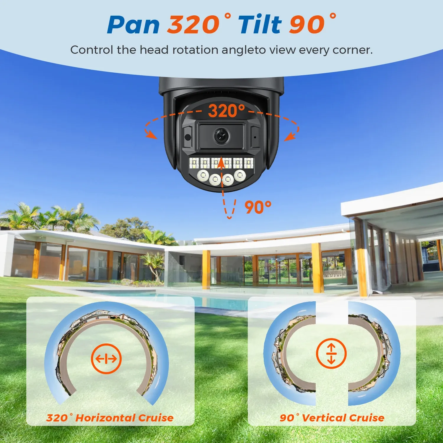 Caméra PTZ Wi-Fi extérieure BESDER 5K 10MP avec détection humaine par IA, double écran, 4K 8MP, audio bidirectionnel, alerte par e-mail et alarme, compatible O-KAM Pro 6