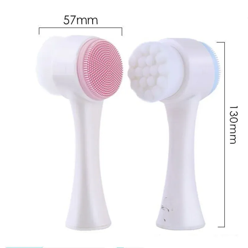 Brosse nettoyante double face en silicone 3D pour le visage, massage manuel et exfoliation en poils souples 6