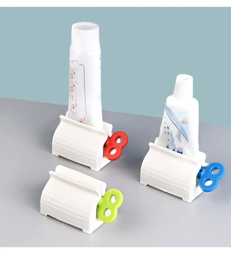 Distributeur de salle de bain en plastique, presse-tube manuel et presse-dentifrice multifonctions, facile à transporter (lot de 1, 2, 3 ou 5 pièces)